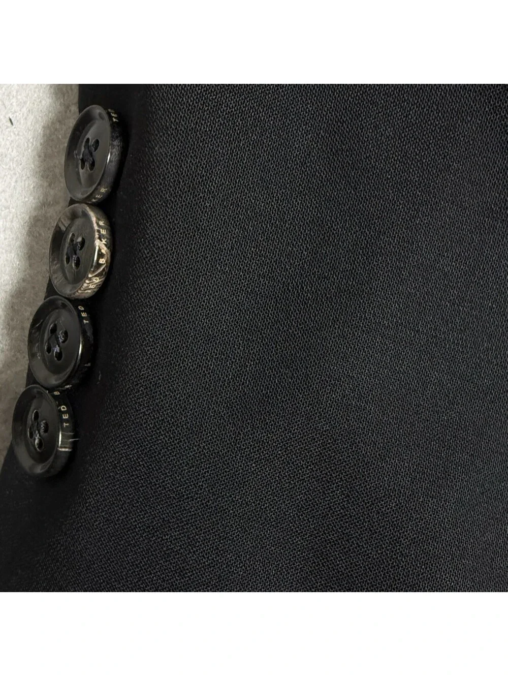 TED BAKER Suit Blazer 46 R Jacket CT 100% Wool Modern Coat Black Two Botton Blue